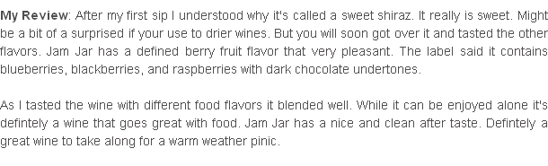 Jam Jar Organic Wine review